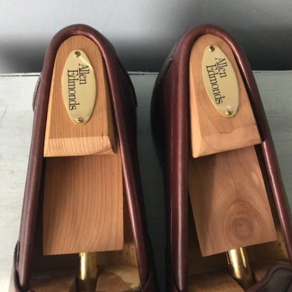 ALLEN EDMONDS CAMERON BURGUNDY LEATHER LOAFERS